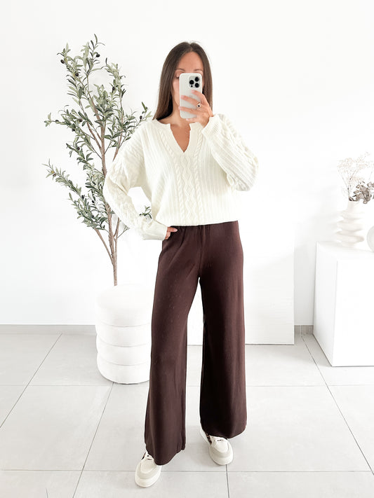 Pantalon en maille marron