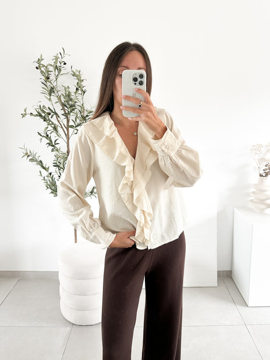 Blouse froufrou beige