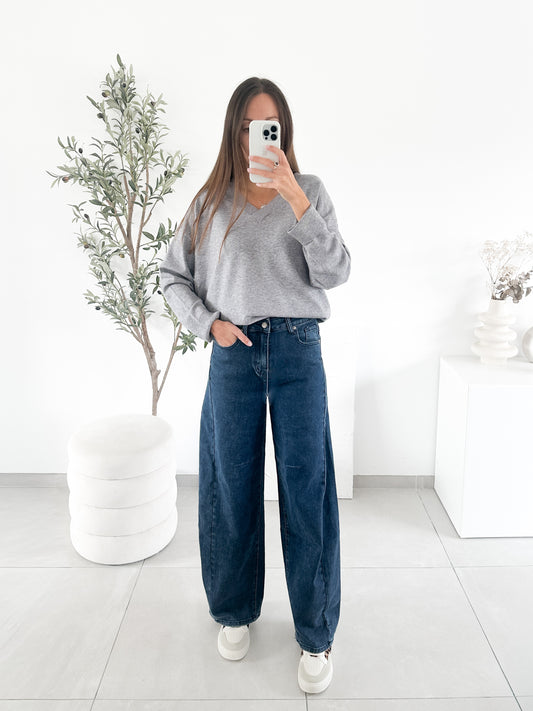 Jean barrel bleu moyen