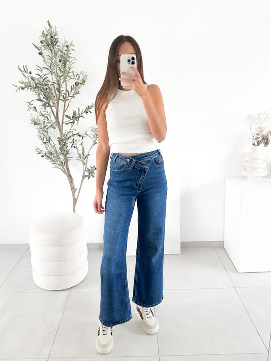 Jean wide leg asymétrique